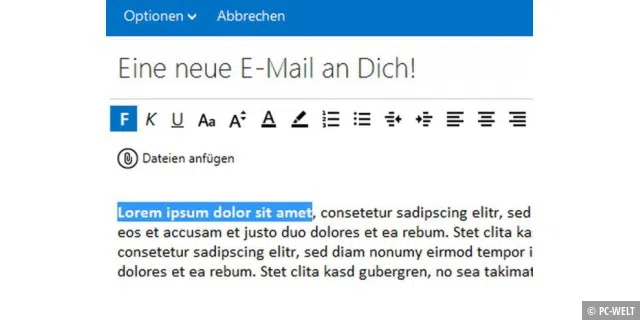 Stilvoll: Formatierte E-Mails mit Outlook.com 