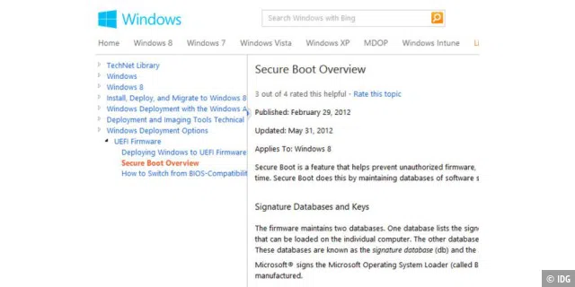 Windows 8: Secure Boot mit UEFI-Firmware