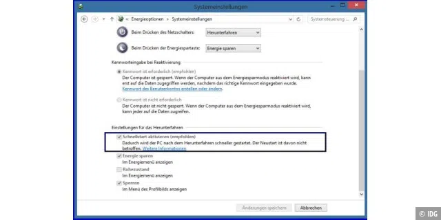 Windows 8: Hybrides Booten (Fast Boot)