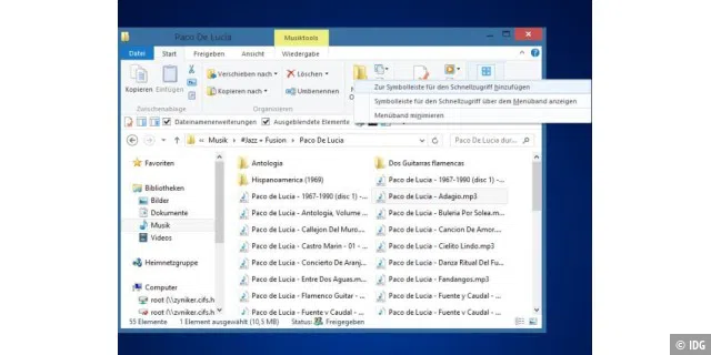 Windows 8: Explorer mit Ribbon-Menü