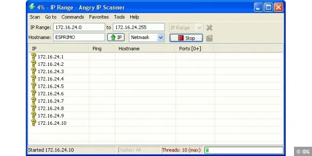 IP-Adressen finden: Angry IP Scanner