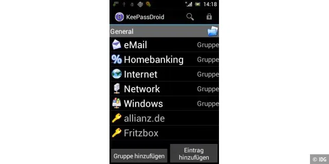 Passwort-Manager für Android - Keepassdroid