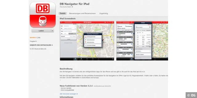 Platz 05: DB Navigator für iPad
