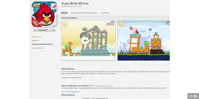 Platz 11: Angry Birds HD Free