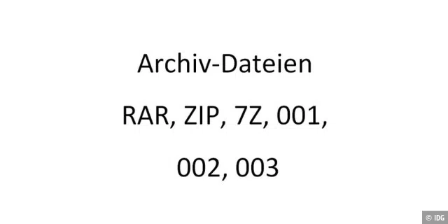 Archiv-Dateien: RAR, ZIP, 7Z, 001, 002, 003