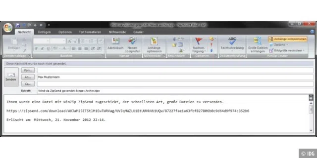 WinZip - Outlook-Plugin - Mail-Dienste