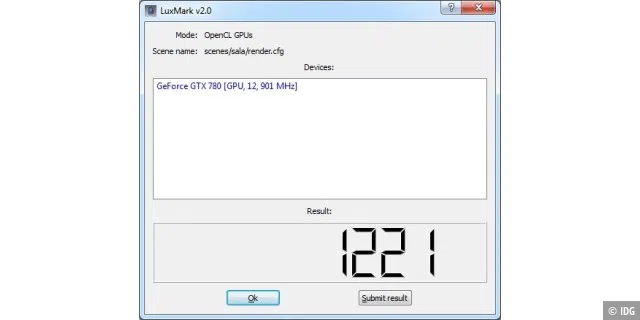 Luxmark 2.0: Ergebnis der OpenCL-Leistung