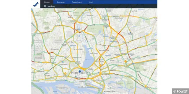 Nokia Maps mit Live-Verkehrsdaten