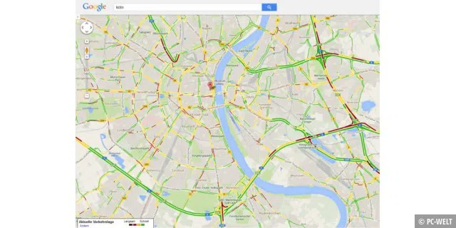Google Maps mit Live-Verkehrsdaten