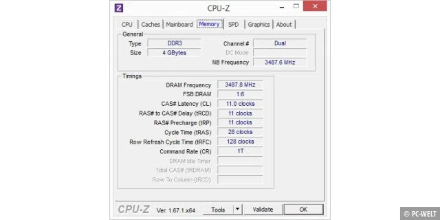 CPU-Z Arbeitsspeicher