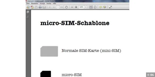 Micro-SIM-Schablone