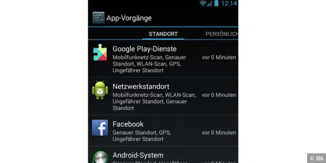 App-Vorgänge in Android 4.3