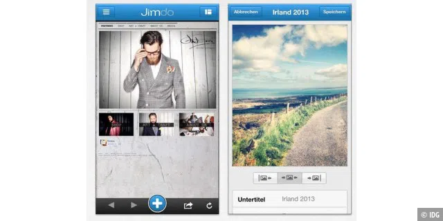 Jimdo-App ist auch für die im Vergleich zum iPad kleineren iPhone-Displays optimiert