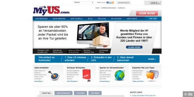 Dienste wie MyUS leiten Einkäufe aus US-Shops nach Deutschland.