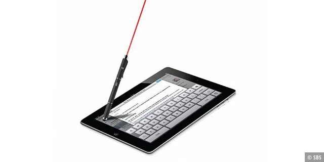 Laserpointer, Eingabestift für Tablets und Kugelschreiber in einem: kapazitiver Touchscreen-Stylus von SBS.