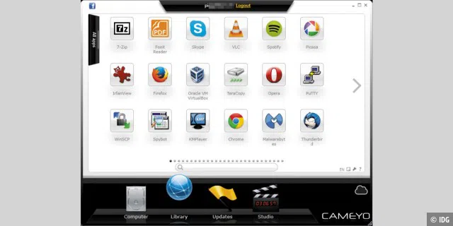 Fertige Anwendungen: Cameyo bietet unter „Library“ zahlreiche virtualisierte Programme, die sich mit einem Klick installieren lassen.
