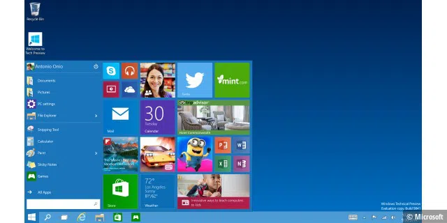 Windows 10 enthält auch ein neues Startmenü