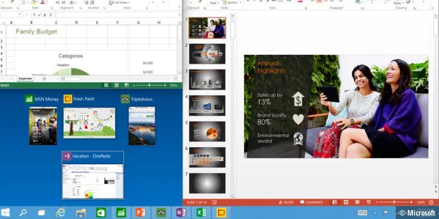 Windows 10: Drei Programme am Desktop 