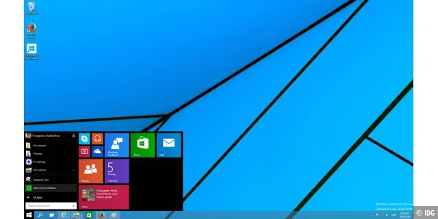 Windows 10 TP: Startmenü mit flexibler Ansicht