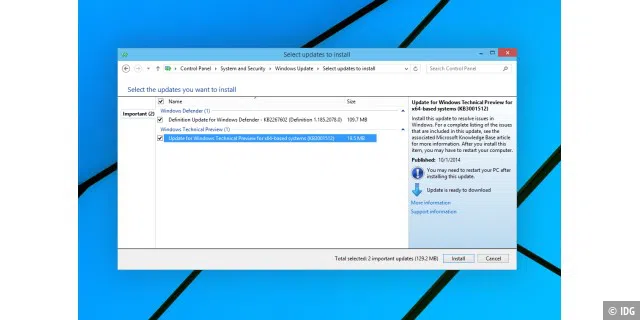 Windows 10 TP: Erste Updates
