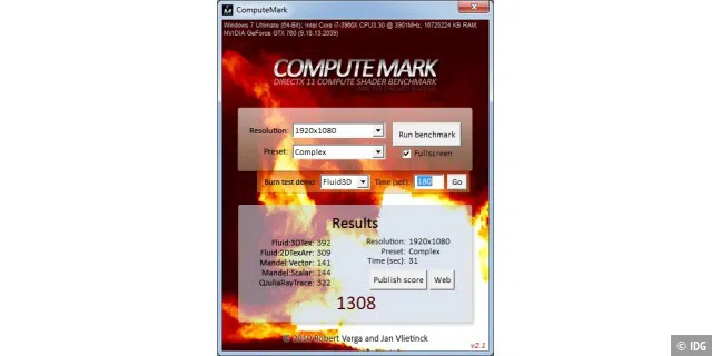 Ergebnis des Direct-Compute-Benchmarks.