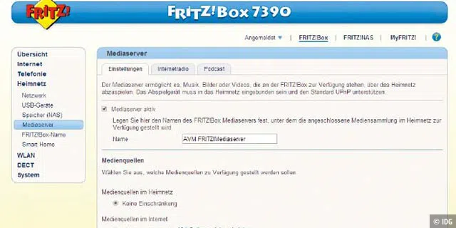 Die Fritzbox lässt sich als Mediaserver einrichten, über die Android-App kann man dann auf die Dateien auch von unterwegs aus zugreifen.