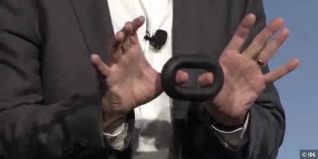 Druckbeispiel der HP-3D-Drucktechnik Multi Jet Fusion: Ein Ring, der so stabil ist, dass man ein Auto daran hänge kann.