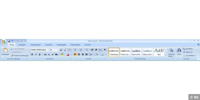 Office 2007: Das neue kontextsensitive Interface spart den Weg durch lange Menüs, erfordert aber auch eine gewisse Umgewöhnungszeit.