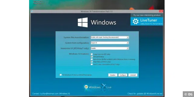 Das kostenlosen Windows 10 Transformation UX Pack 1.0 simuliert den Look der Windows 10 Technical Preview samt neuer Bedienerführung unter Windows 8.1