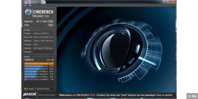 OpenGL-Benchmark von Cinebench 11.5, Ergebnis der HIS Radeon HD 7950
