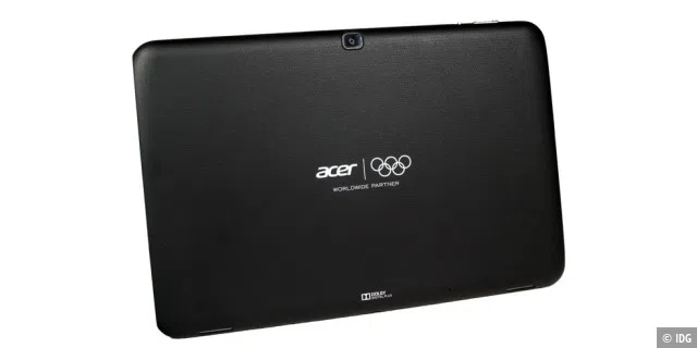 Auf der Rückseite des Acer-Tablets finden sich die Olympischen Ringe.