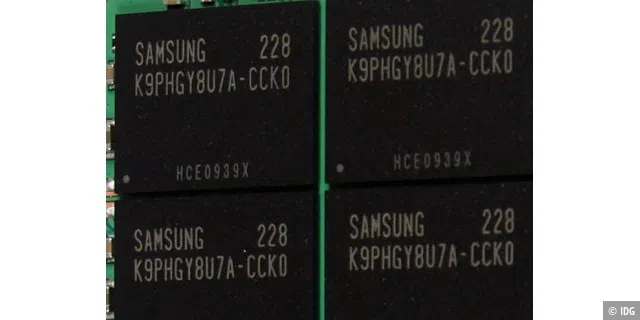 Die Flashspeicherchips der Samsung SSD 840 Pro mit 512 GB