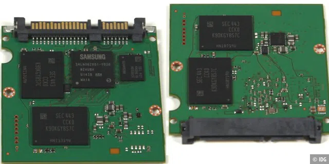 Samsung 850 Evo 500GB: Vorder- und Rückseite der SSD-Platine