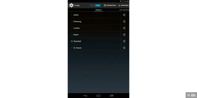 Cyanogenmod arbeitet mit Profilen, um die Umgebungsparameter abzubilden.