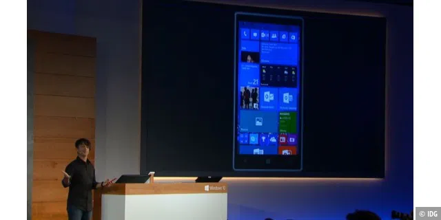 Blick auf die Oberfläche von Windows 10 für Smartphones