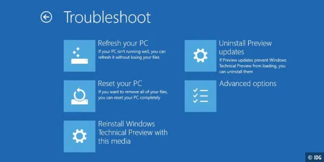 Die Wiederherstellung von Computern wird mit Windows 10 ebenfalls einfacher
