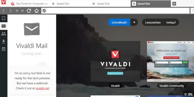 Vivaldi: Der Mail-Client wird noch nachgereicht