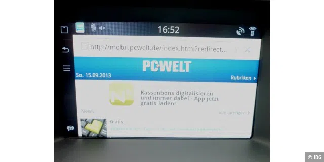 pcwelt.de im Browser von Sensus Connected Touch