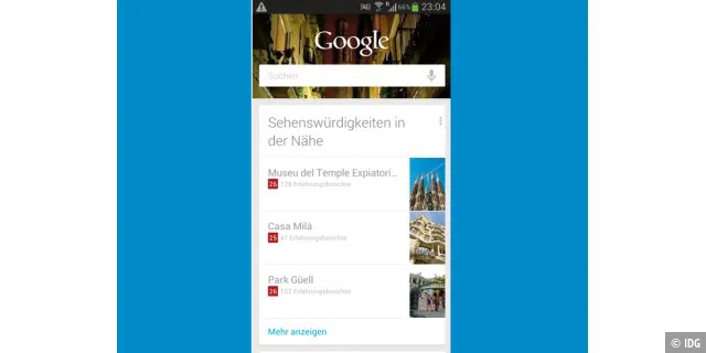 Google Now zeigt Ihnen im Ausland an, worauf es in einer Stadt ankommt.