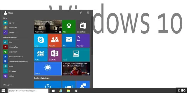 Neues Windows 10 Startmenü