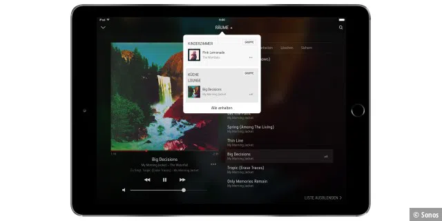 Das neue Raum-Menü auf dem iPad.