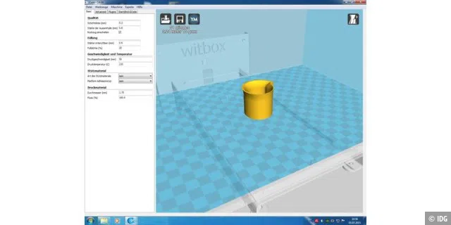 BQ Witbox: Der 3D-Drucker versteht sich mit vielen Druckprogrammen. Im Test nutzen wir Cura.