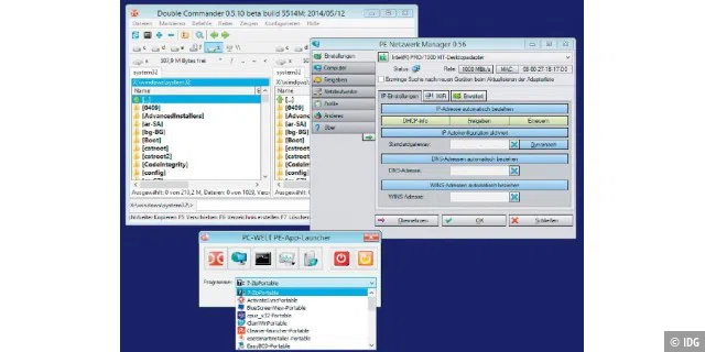 QuickPE: Im minimalistischen PE-System starten Sie Programme über PC-WELT-PE-App-Launcher oder über den Dateimanager Double Commander.