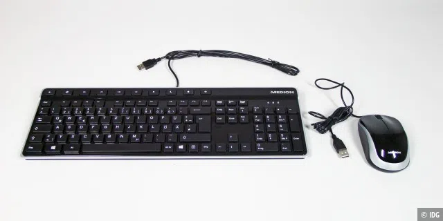Mit im Paket des neuen Aldi-PCs befinden sich auch eine USB-Maus und -Tastatur.