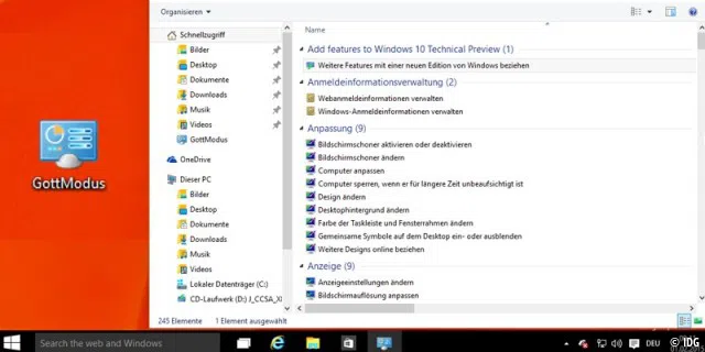 Windows 10: Gott-Modus aktivieren