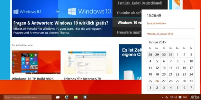 Windows 10: Neue Uhr aktivieren