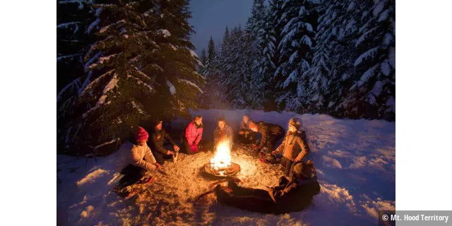 Snowshoe and Bonfire by Mt Hood Adventure