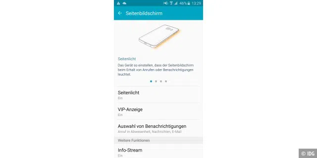Samsung Galaxy S6 Edge: Seitenbildschirm