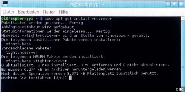 Neben dem VNC-Server unter Windows muss auf dem Raspberry ein VNC-Viewer installiert werden
