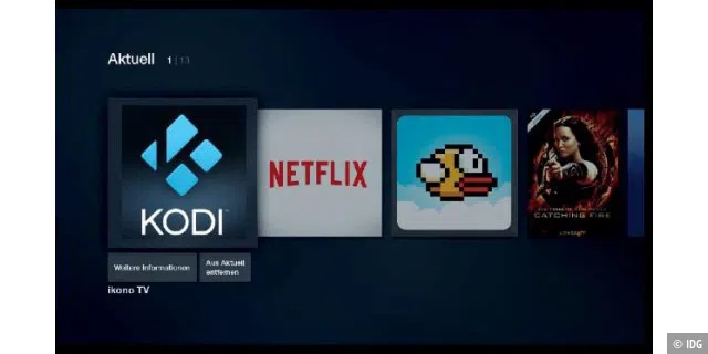 Durch einen kleinen Workaround taucht auch Kodi auch als Icon im Fire TV-Launcher auf.